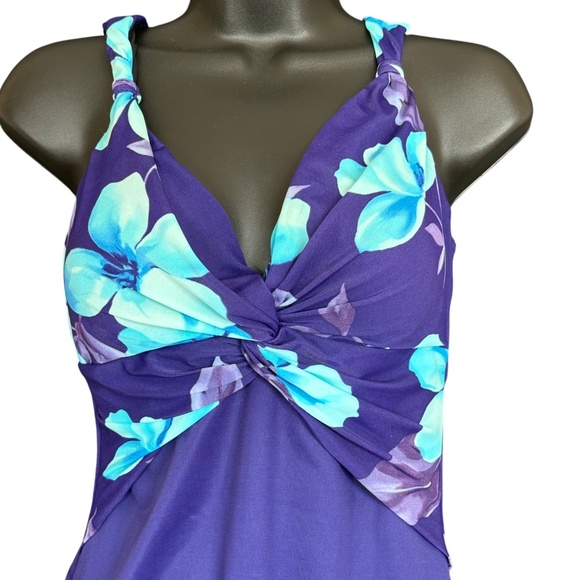 MiracleSuit Blue & Purple Tropical Print One Piece Swimsuit Women's Size 12 - Picture 6 of 11
